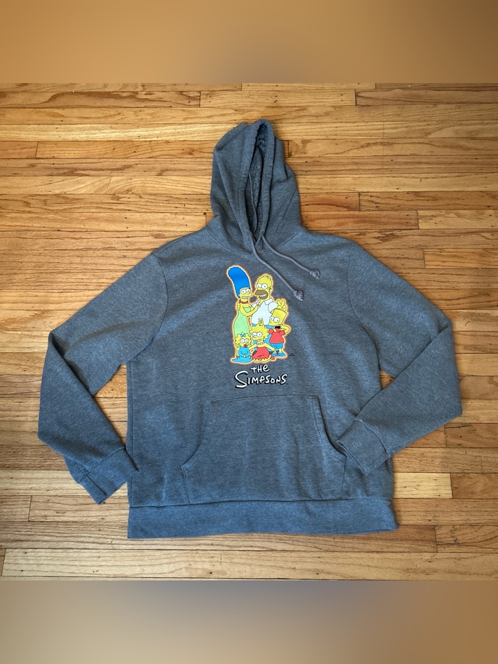 Old Navy The Simpsons Gray Hoodie XL Graphics Bart Homer Marge Maggie Lisa